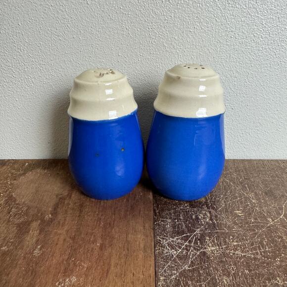 Heavy Stoneware‎ Large blue & white Salt and Pepper Shakers VINTAGE - Picture 9 of 9